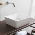 Lavabo de baño sobre encimera de superficie sólida blanco con desagüe oculto - Sider viadurini