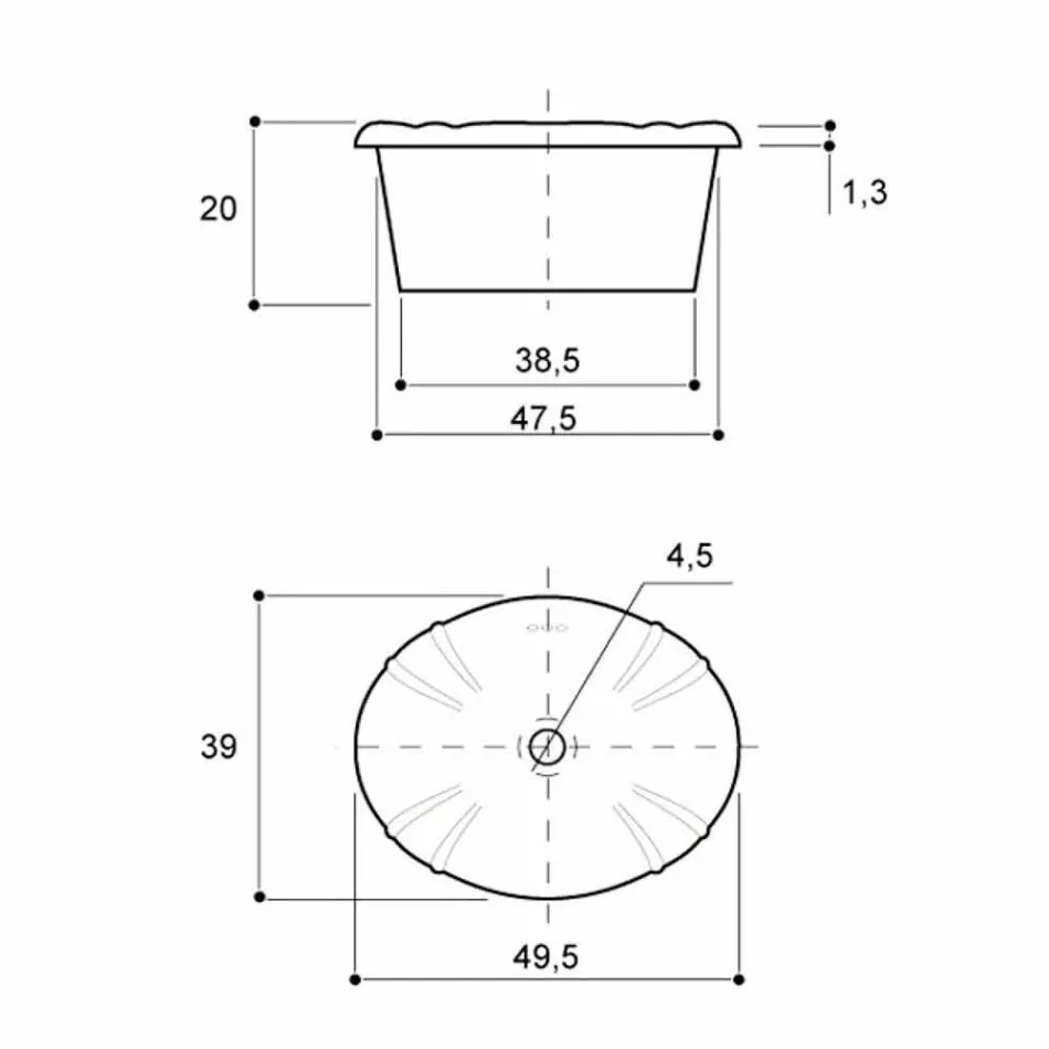 Lavabo empotrado en porcelana y oro hecho en Italia, Santiago viadurini