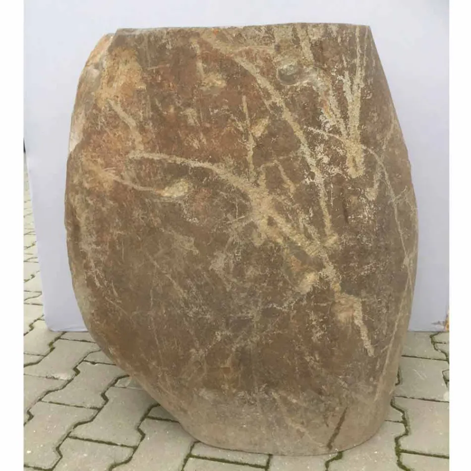 Lavabo de baño de diseño en piedra natural Mar, pieza única viadurini