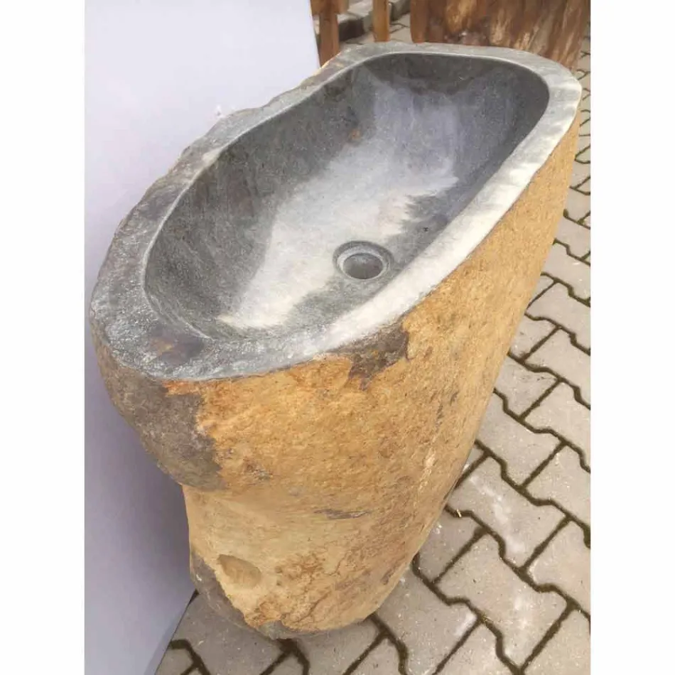Lavabo de baño de diseño en piedra natural Mar, pieza única viadurini