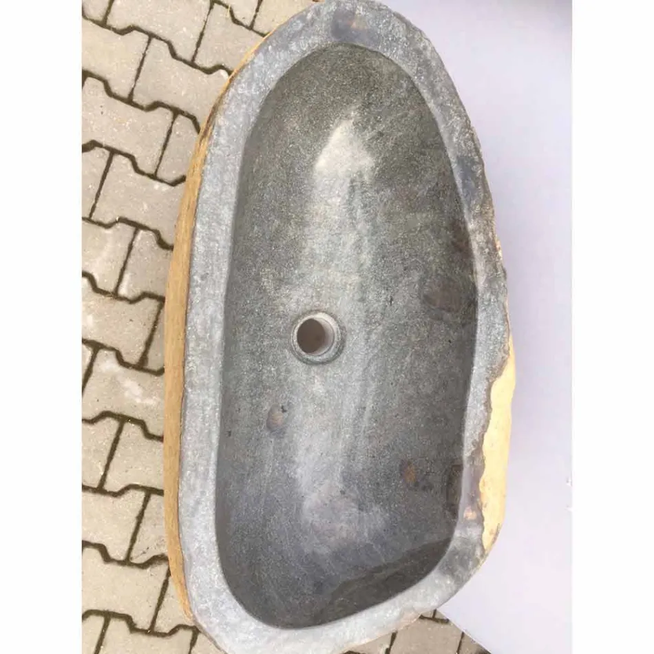 Lavabo de baño de diseño en piedra natural Mar, pieza única viadurini