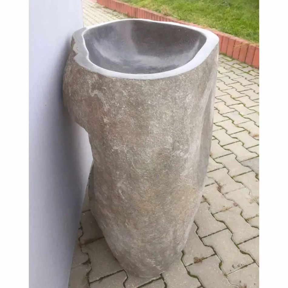 Lavabo de baño de diseño en piedra natural Mar, pieza única viadurini
