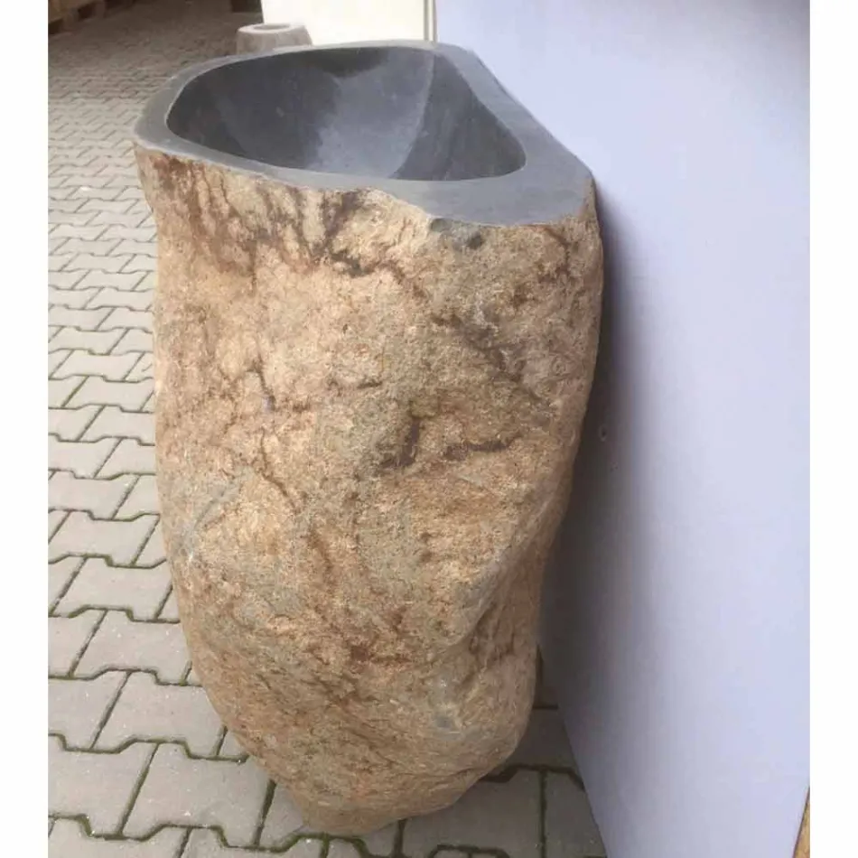 Lavabo de baño de diseño en piedra natural Mar, pieza única viadurini