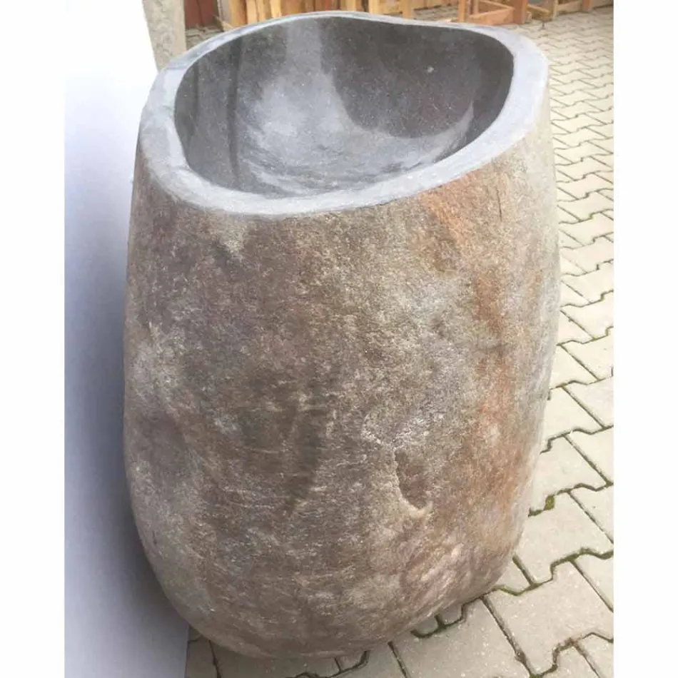 Lavabo de baño de diseño en piedra natural Mar, pieza única viadurini