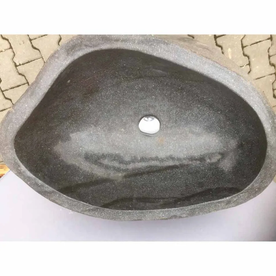 Lavabo de baño de diseño en piedra natural Mar, pieza única viadurini