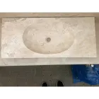 Lavabo sobre encimera de piedra natural blanca modelo Vox viadurini