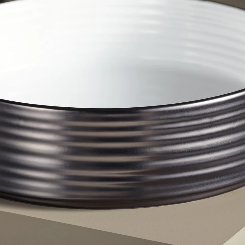 Lavabo de baño en gres porcelánico torneado a mano Made in Italy - Dardos viadurini