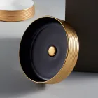 Lavabo de baño en gres porcelánico torneado a mano Made in Italy - Dardos viadurini