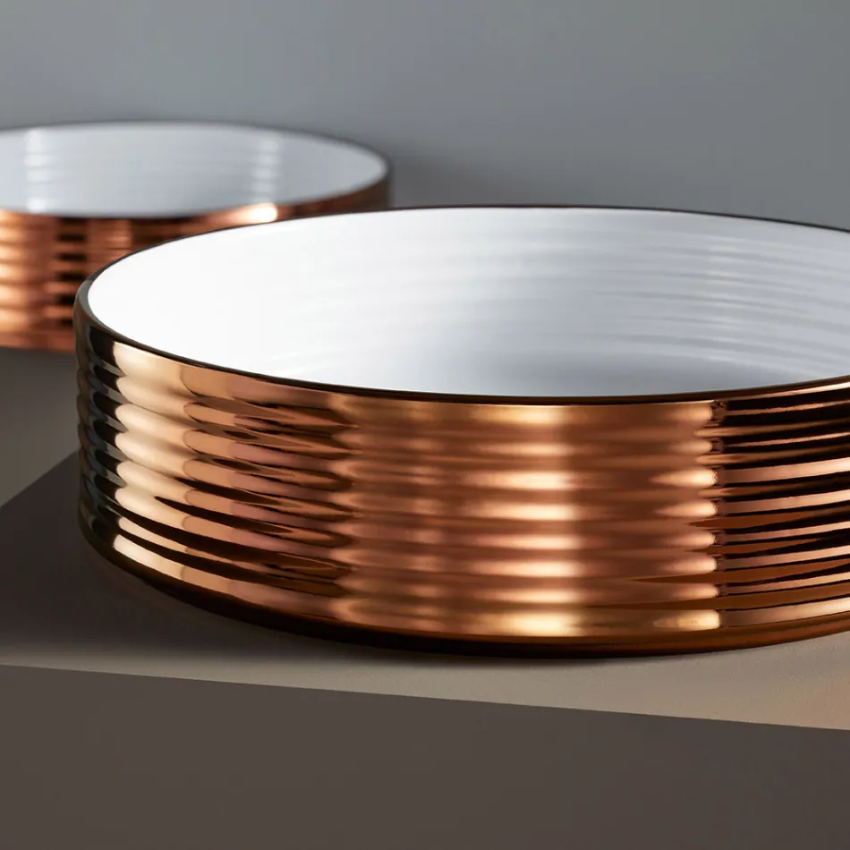 Lavabo de baño en gres porcelánico torneado a mano Made in Italy - Dardos viadurini