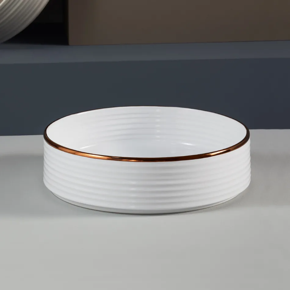 Lavabo de baño en gres porcelánico torneado a mano Made in Italy - Dardos viadurini