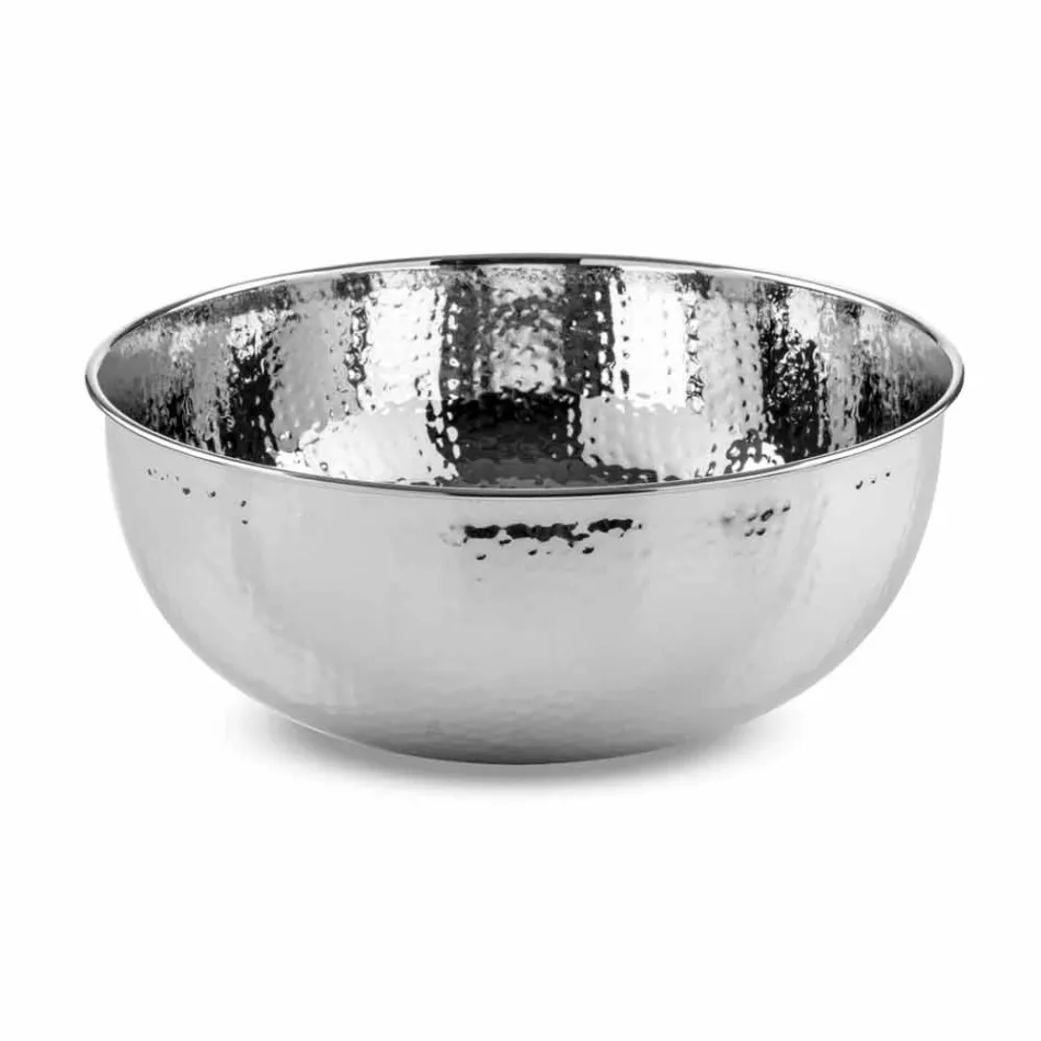 Lavabo sobre encimera redondo de latón cromado martillado - Diamond viadurini