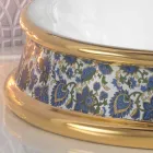 Fregadero de baño semi-empotrado en arcilla fuego y oro hecho en Italia, Manilo viadurini