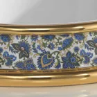 Fregadero de baño semi-empotrado en arcilla fuego y oro hecho en Italia, Manilo viadurini