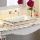 Fregadero de baño semi-empotrado en arcilla fuego y platino hecho en Italia, Guido viadurini