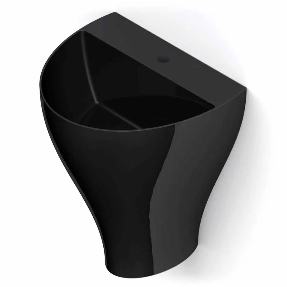 Fregadero de pared cerámico moderno para baño hecho en Italia, Fiorello viadurini