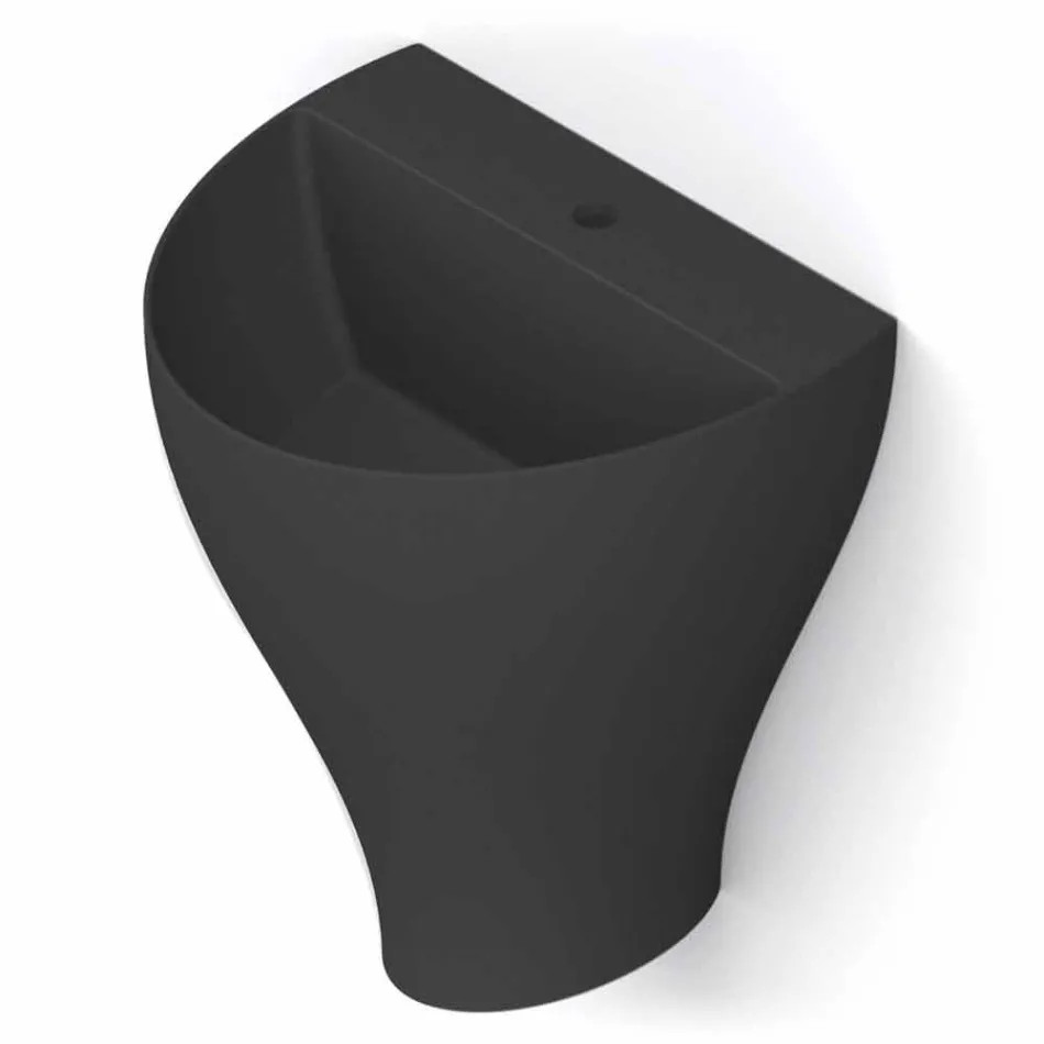 Fregadero de pared cerámico moderno para baño hecho en Italia, Fiorello viadurini