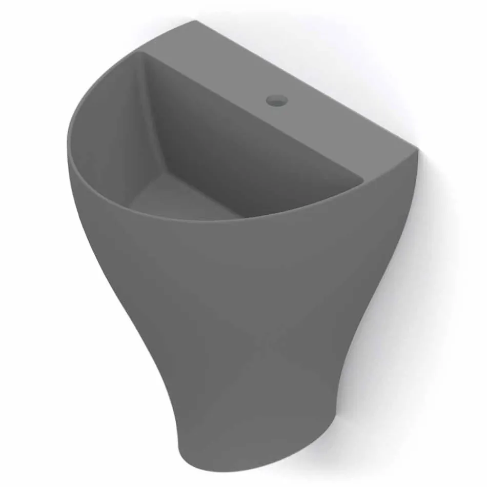 Fregadero de pared cerámico moderno para baño hecho en Italia, Fiorello viadurini