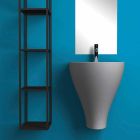 Fregadero de pared cerámico moderno para baño hecho en Italia, Fiorello viadurini