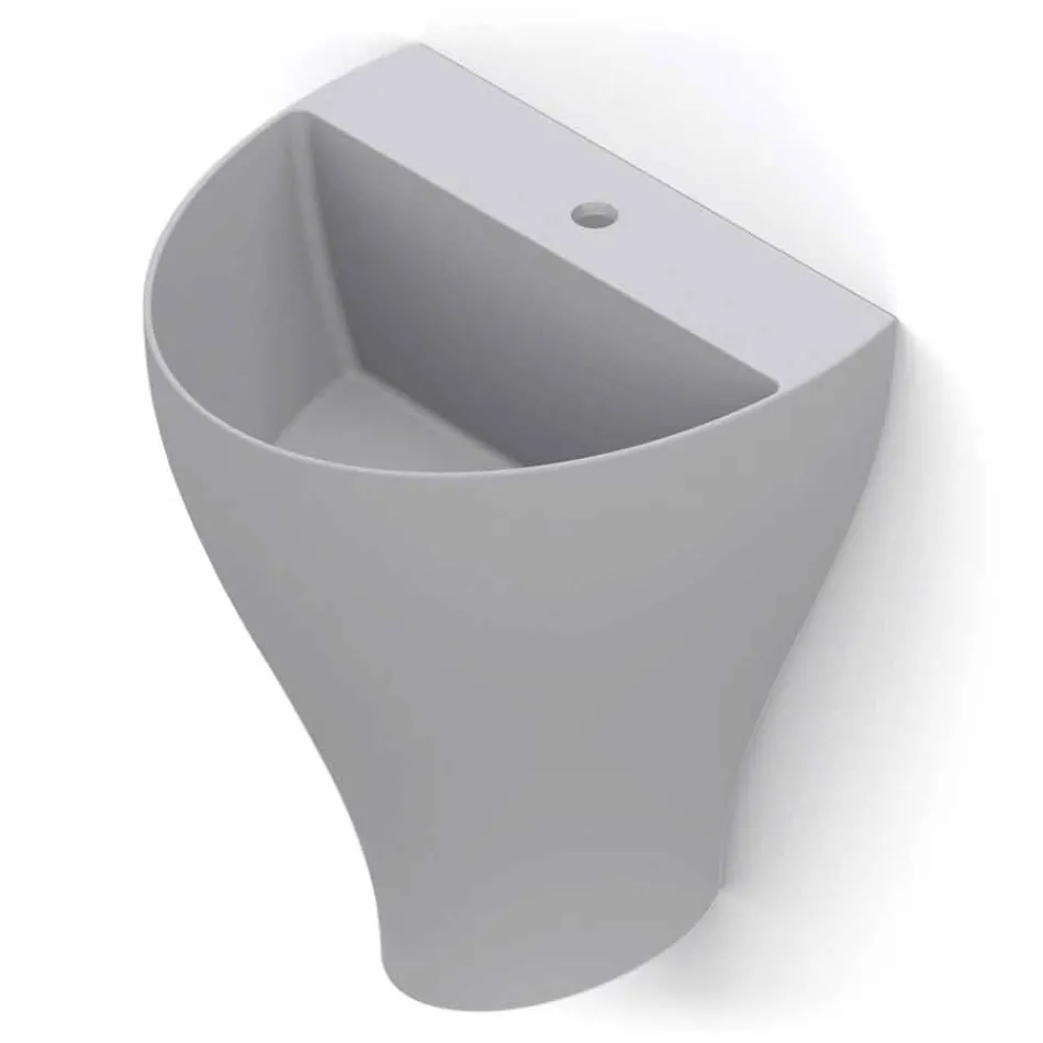 Fregadero de pared cerámico moderno para baño hecho en Italia, Fiorello viadurini