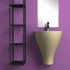Fregadero de pared cerámico moderno para baño hecho en Italia, Fiorello viadurini
