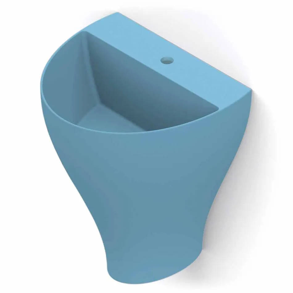 Fregadero de pared cerámico moderno para baño hecho en Italia, Fiorello viadurini