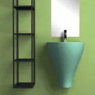 Fregadero de pared cerámico moderno para baño hecho en Italia, Fiorello viadurini
