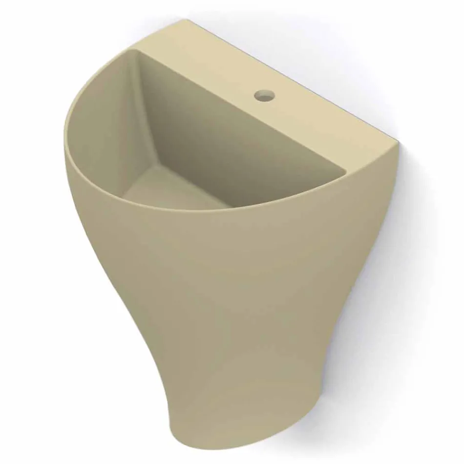 Fregadero de pared cerámico moderno para baño hecho en Italia, Fiorello viadurini