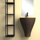 Fregadero de pared cerámico moderno para baño hecho en Italia, Fiorello viadurini