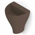 Fregadero de pared cerámico moderno para baño hecho en Italia, Fiorello viadurini