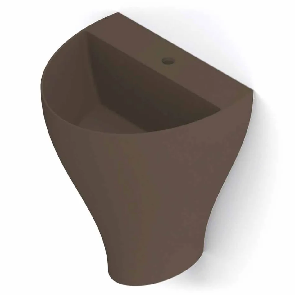 Fregadero de pared cerámico moderno para baño hecho en Italia, Fiorello viadurini