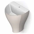 Fregadero de pared cerámico moderno para baño hecho en Italia, Fiorello viadurini