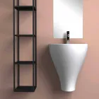Fregadero de pared cerámico moderno para baño hecho en Italia, Fiorello viadurini