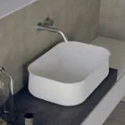 Lavabo de baño blanco rectangular con encimera de diseño moderno - Tulyp2 viadurini