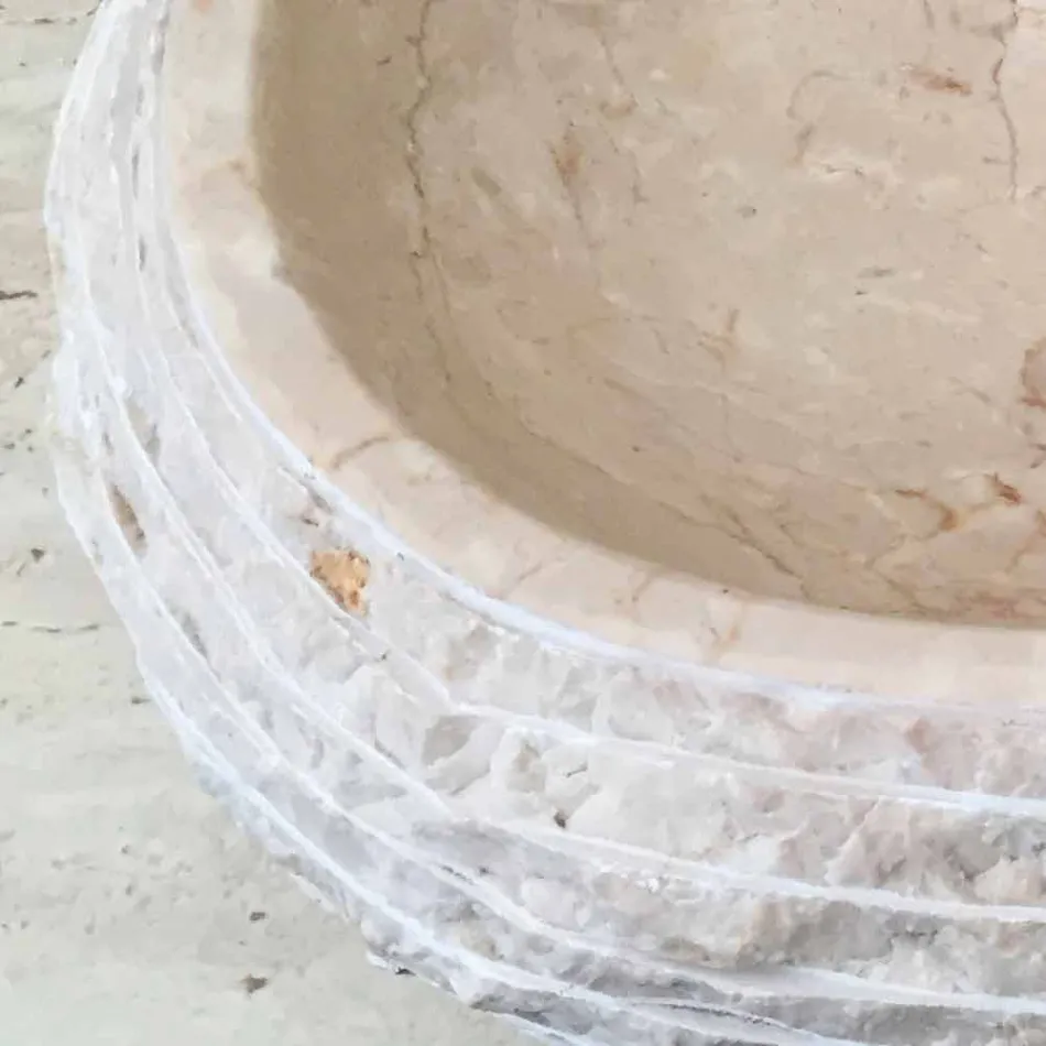 Lavabo oval blanco de Cora, hecho a mano. viadurini