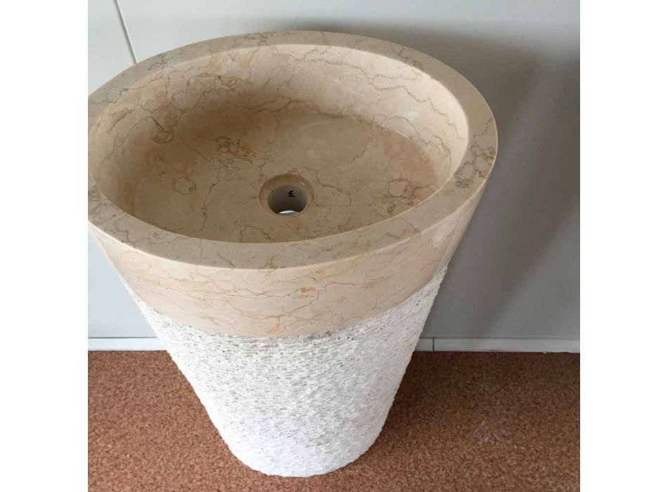 Lavabo de piedra natural blanco diseño Siro, pieza única. viadurini