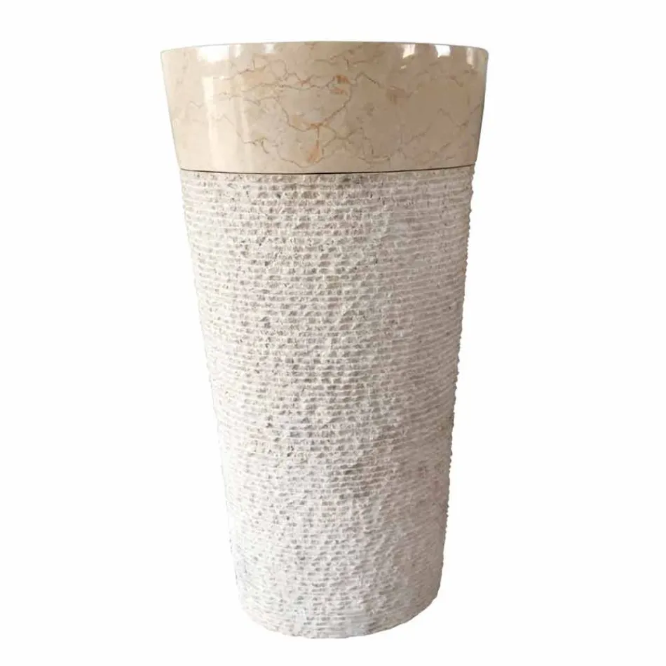 Lavabo de piedra natural blanco diseño Siro, pieza única. viadurini