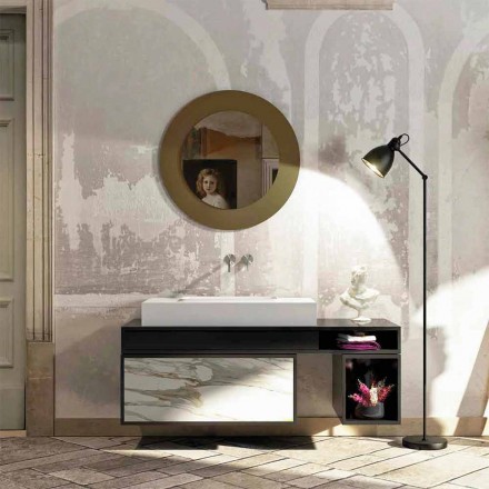 Lavabo central y encimera de baño de diseño hecho en Italia Voghera viadurini