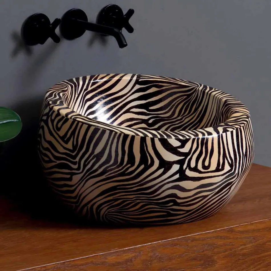 Lavabo sobre encimera de cerámica moderno hecho en Italia por Elisa viadurini