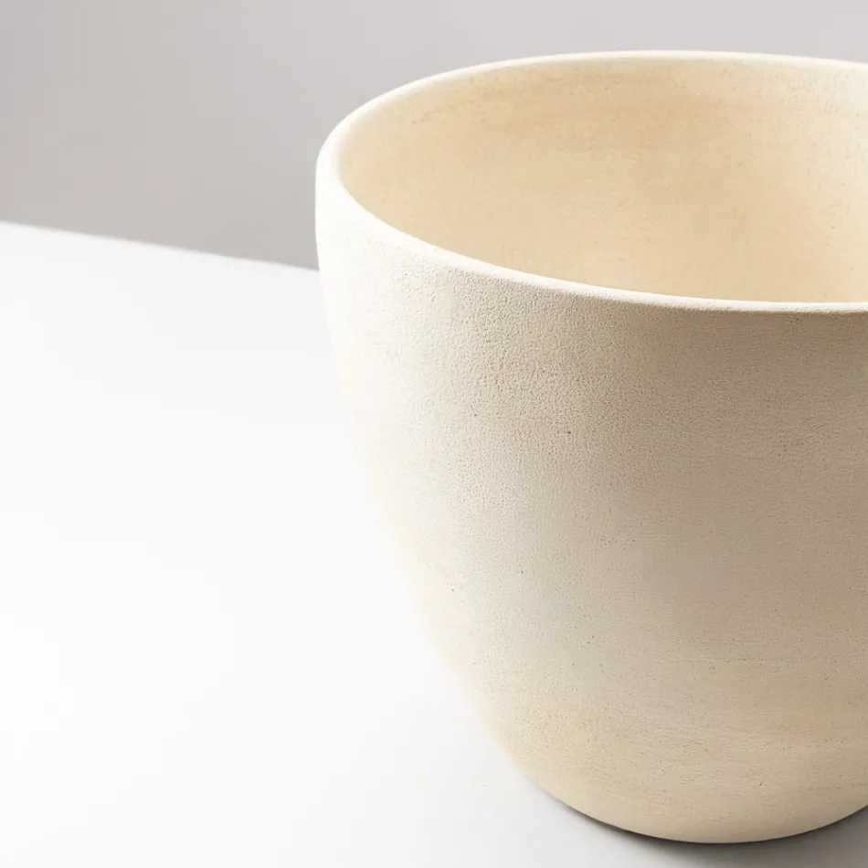 Fregadero cónico de encimera de arcilla refractaria torneada a mano - Orbite viadurini