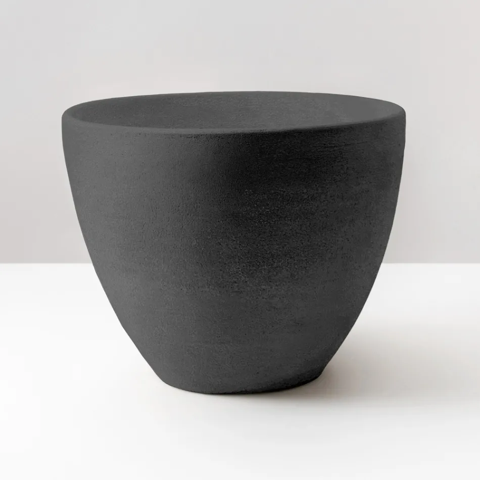 Fregadero cónico de encimera de arcilla refractaria torneada a mano - Orbite viadurini