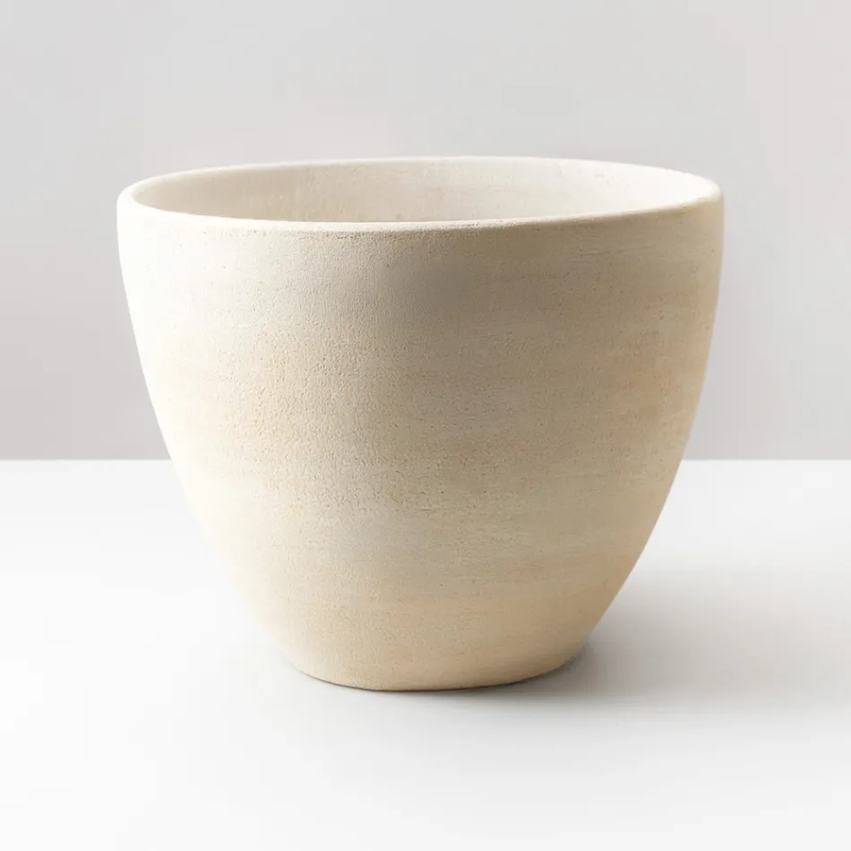 Fregadero cónico de encimera de arcilla refractaria torneada a mano - Orbite viadurini