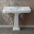 Lavabo tipo consola de columna en cerámica blanca Made in Italy - Wollie viadurini