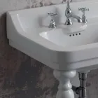 Lavabo clásico de cerámica de dos platos hecho en Italia, Swami viadurini