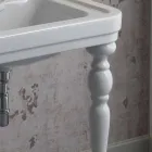 Lavabo clásico de cerámica de dos platos hecho en Italia, Swami viadurini
