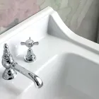 Lavabo consola en cerámica blanca con lavabo doble Made in Italy - Wollie viadurini