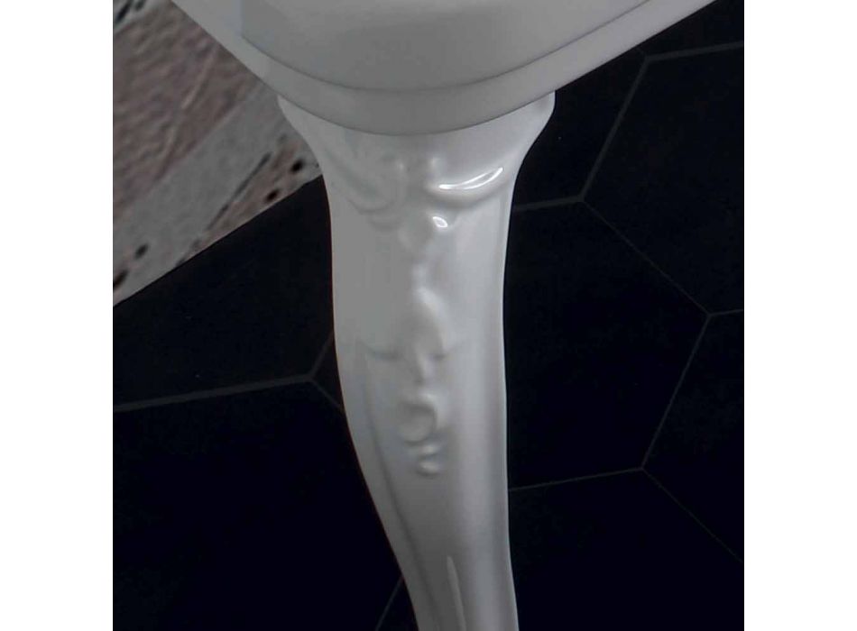 Lavabo consola en cerámica blanca de diseño clásico italiano, Swami. viadurini