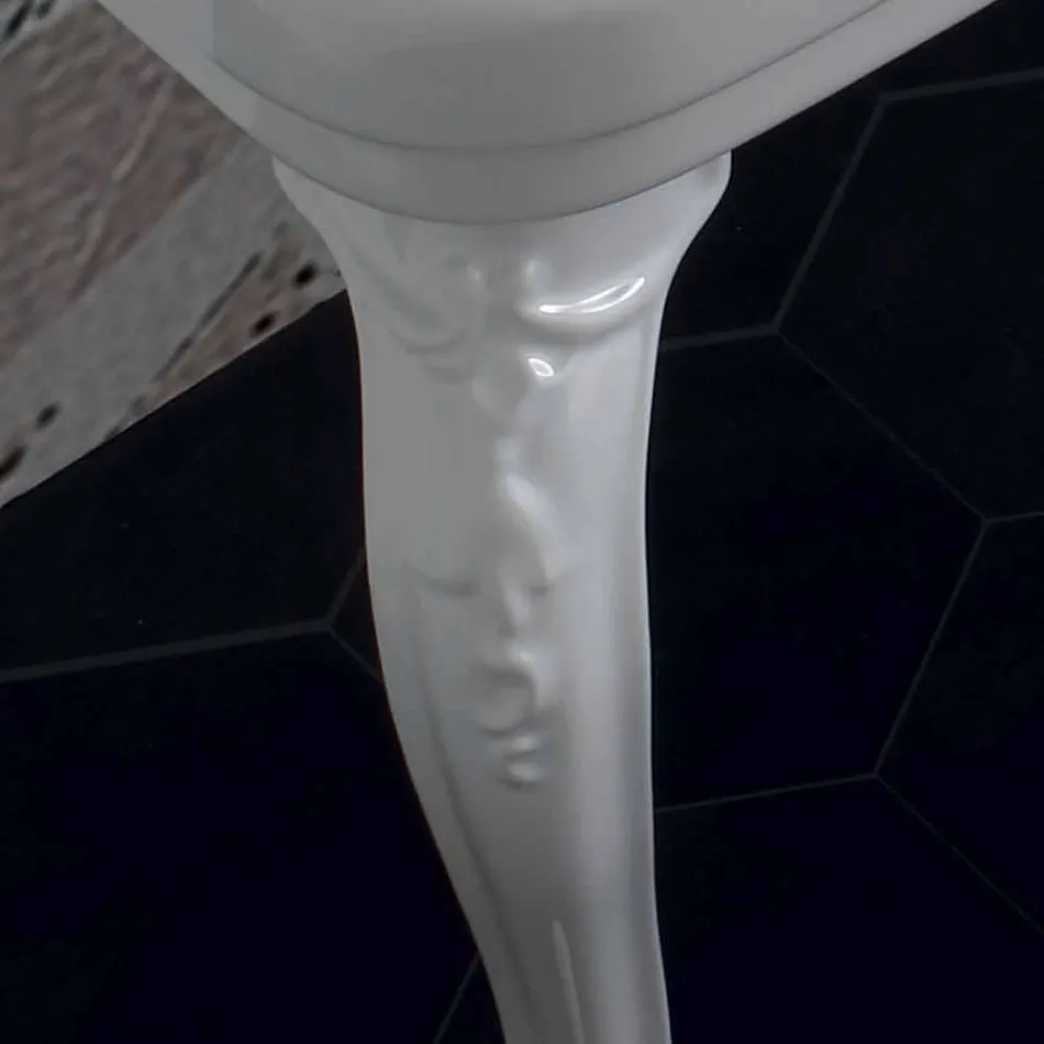 Lavabo consola en cerámica blanca de diseño clásico italiano, Swami. viadurini