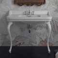 Lavabo consola de diseño clásico italiano en cerámica blanca, Swami