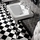 Consola para lavabo 65 cm en cerámica con pies de metal, estilo vintage - Marwa viadurini