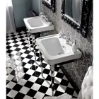 Consola para lavabo 65 cm en cerámica con pies de metal, estilo vintage - Marwa viadurini